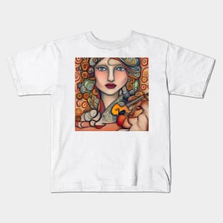 Woman playing a violin Kids T-Shirt